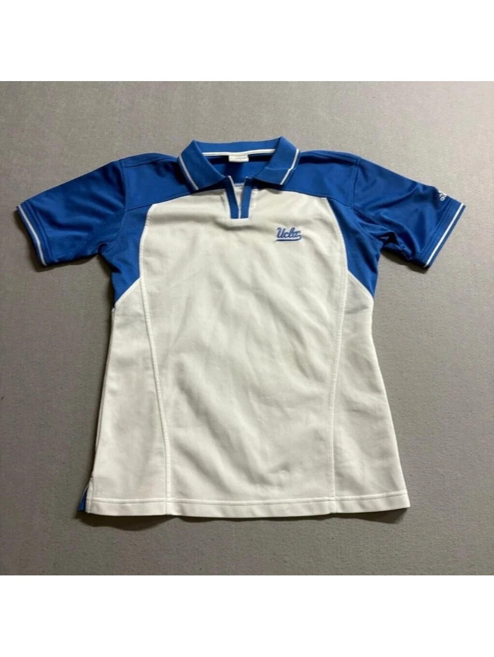 UCLA Bruins Adidas Climacool Polo Shirt Womens Medium Blue White NCAA Golf Tee